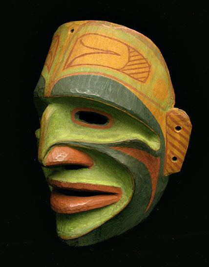 Bella Bella Ceremonial Mask, Pacific Northwest Coast Native American Indian Art