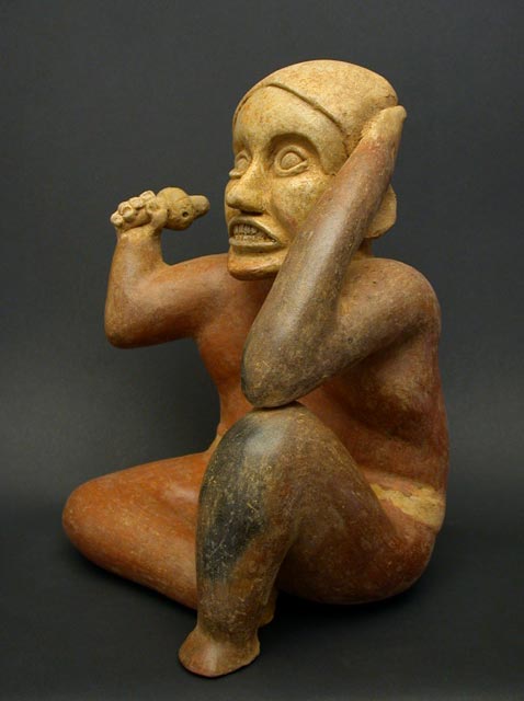 Jalisco Shaman Holding a Rattle, Ancient West Mexico Pre-Columbian Art