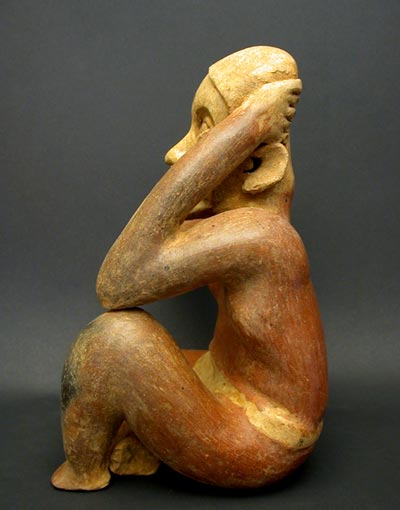 Jalisco Shaman Holding a Rattle, Ancient West Mexico Pre-Columbian Art