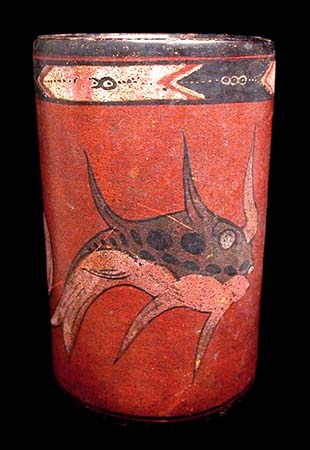 Mayan Painted Cylinder Vessel, Ancient West Mexico Pre-Columbian Art