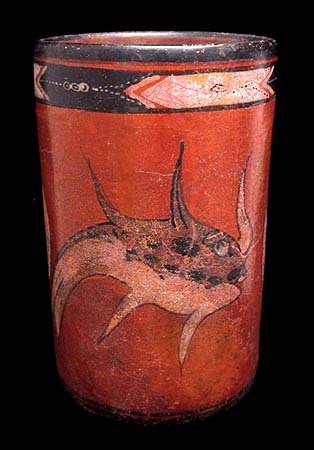 Mayan Painted Cylinder Vessel, Ancient West Mexico Pre-Columbian Art