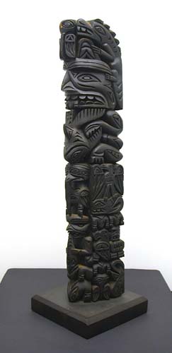 Nootka Wood Totem Pole, Pacific Northwest Coast Native American Indian Art