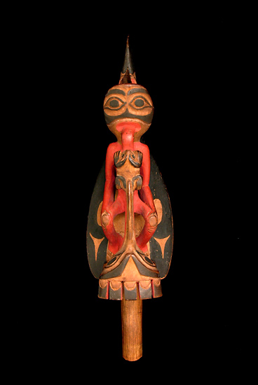 Tlingit Wood Raven Rattle, Pacific Northwest Coast Native American Indian Art