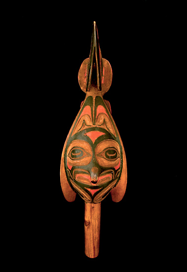Tlingit Wood Raven Rattle, Pacific Northwest Coast Native American Indian Art