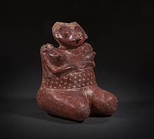 kneeling Chinesco holding baby